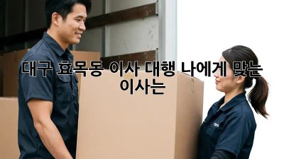 대구 효목동 이사 대행: 나에게 맞는 이사는?